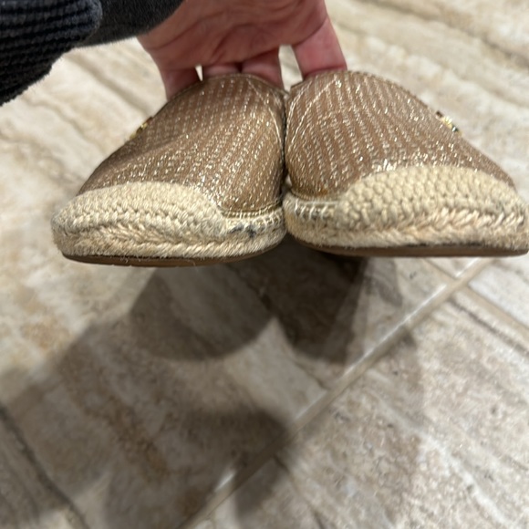 Michael Michael Kors Kendrick Espadrilles Slip On Gold Glitter Flats SZ 8 - Picture 6 of 16